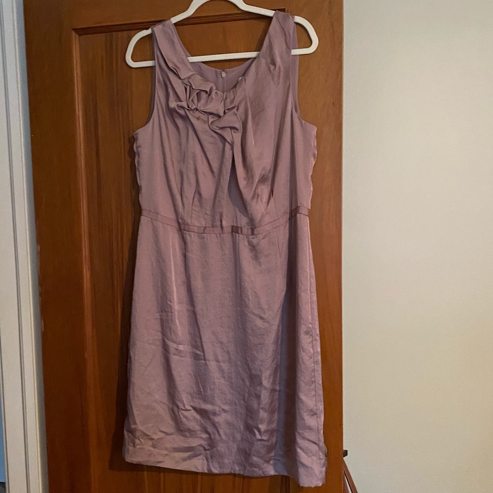 LOFT Rose Sleeveless Dress with Ruffle Detailing